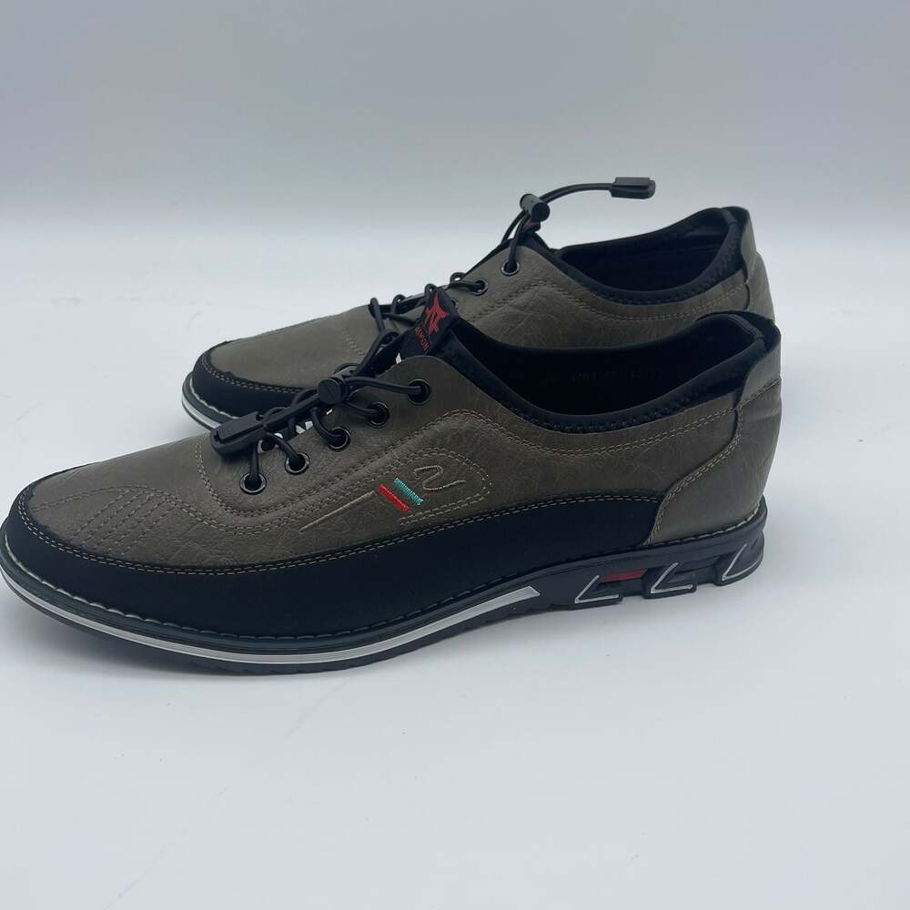 KLKYKO Mens Casual Walking Shoes Bungee Laces 1981 Gray Brown Size EU 42 US 9